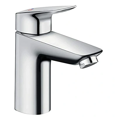Afbeelding van Hansgrohe 71100000 Logis Waterkraan, met Uitloop Hoogte 100 mm en Trekstangen Afvoergarnituur, Chroom,Hard Graphite geborsteld