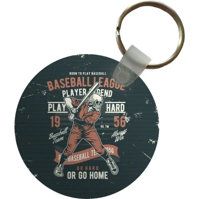 Afbeelding van Sleutelhanger Vintage Skelet Honkbal Plastic Rond Uitdeelcadeautjes Vaderdag cadeau Geschenk Cadeautje voor hem Tip Mannen