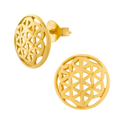 Afbeelding van Zilveren oorbellen Oorstekers Gold plated oorstekers, opengewerkte cirkel