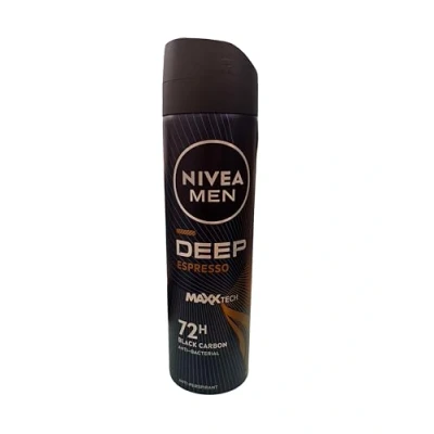 Afbeelding van Nivea Men deospray, Deep Black Carbon Dark Espresso, anti transpirant, 150 ml, verpakking van 3 stuks