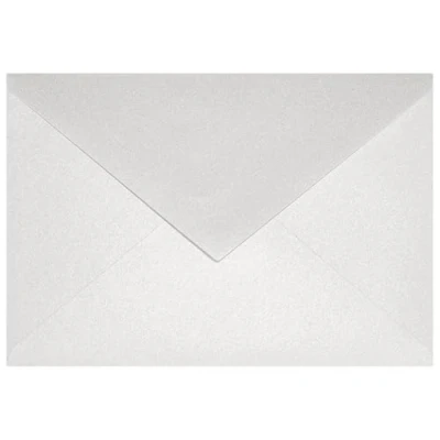 Afbeelding van Netuno 100 parelmoer wit C6 enveloppen 114x162mm Aster metallic White puntflap zonder venster effect voor bruiloft kerstmis verjaardag