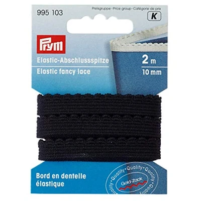 Afbeelding van Kant elastiek. 10mm. Zwart. 2 meter lang voor bh. Prym.