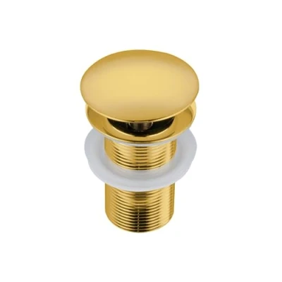 Afbeelding van BALNEO Universele Spoelbakplug Click Cone Pop Up Goud, Messing, Roestvrij, 4 Afdichtingen, Pakking, Afvoerfitting, 66mm X G1 1/4, Zonder Overloop, Klik A