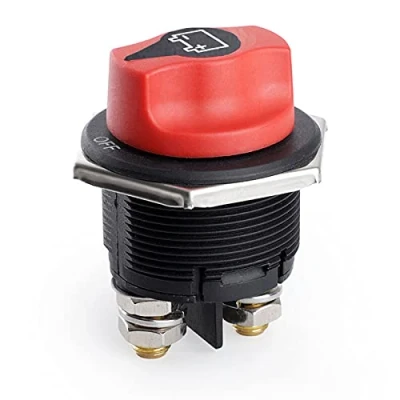 Afbeelding van Accuschakelaar, accu scheidingsschakelaar, 12 V/24 V, 100 A, aan/uit, afdekking, afneembare stroomschakelaar, waterdichte hoofdschakelaar voor boot (200A On Off(rood&amp;Zwart))