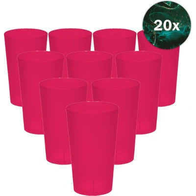 Afbeelding van Hardcups Kunststof Bekers 25cl Roze 20 Stuks