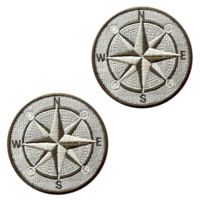 Afbeelding van 2 stuks kompas grappige vlag patch borduurwerk tactisch badge met militaire applicatie voor kleding rugzakken jas jeans tassen vest
