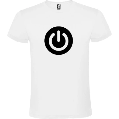 Afbeelding van Wit T shirt ‘Power Button’ Zwart Maat 4XL