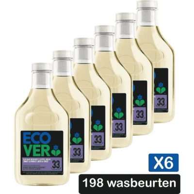 Afbeelding van Ecover Vloeibaar Wasmiddel Zwart &amp; Donker Limoen Lotus Voordeelverpakking 6x1,5 Liter