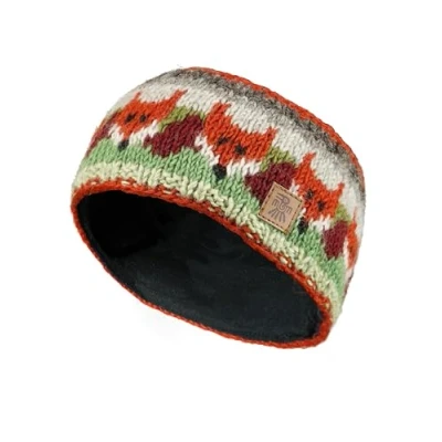 Afbeelding van Pachamama Dames Wol Oor Warmer Hoofdband Fleece Gevoerd Handgebreide Vos Veelkleurige One Size Handgemaakte Fair Trade