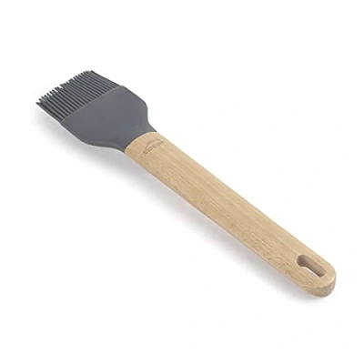 Afbeelding van Lacor 68196 Siliconen Unite, keukenkwast, professionele gebakspenseel, handvat van beukenhout, beschadigt de pan, bestand tegen hoge temperaturen, BPA vrij, 24,5 x 5,5 0,5 cm, grijs