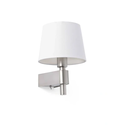 Afbeelding van Faro Lighting Kamer 1 Lichte Binnen wandlamp Wit, Satijn Nikkel, E27