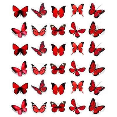 Afbeelding van Ronnies Bakery Company 30 Rode Vlinders Cupcake Toppers Eetbare Wafelpapier Fairy Cake Verjaardagstaarten