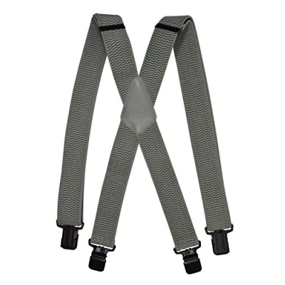 Afbeelding van Olata Heren Bretels met Extra Brede Banden, X vorm Ontwerp en Zwarte Clips 4 cm. Grijs