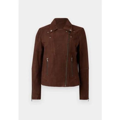Afbeelding van VILA Vivienne Suede Jacket Leren jas, Dames, Maat: 34, Pinecone