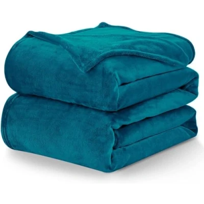 Afbeelding van WAVVE Omkeerbare flanellen deken, 130 x 150 cm, voor bed met een breedte van 80 kleine bankdeken, 100% microvezel, zacht, warm, ademend thuis, kantoor, reizen (turquoise)