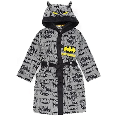 Afbeelding van DC Comics Batman Dressing Jurk Jongens Kinderen Grijze Dark Knight Pjs Bathrobe 9 10 jaar