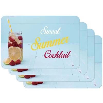 Afbeelding van Venilia Placemat voor de eetkamer Cocktail Rose &#039;Sweet Summer Cocktail&#039;, set van 4 afwasbaar polypropyleen, geschikt levensmiddelen, 45 x 30 cm, stuks, 59091