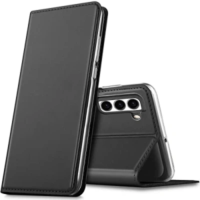 Afbeelding van Verco hoes voor mobiele telefoon Samsung Galaxy S23 Plus, premium flip cover S23+ 5G [geïntegreerde magneet] book case, PU lederen tas, zwart