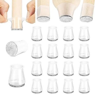 Afbeelding van Aneaseit Vloerbeschermers voor stoelpoten 1 1/8 inch x 16 stuks kristal vilten bodem zachte siliconen pads meubelpoten en hardhouten vloeren klein transparant