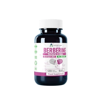 Afbeelding van Alzuro Labs Berberine 10.000 mg equivalent (500 20:1 extract Berberis Aristata) 120 veganistische capsules hoge dosis voorraad voor 4 maanden laboratorium getest GMP gecertificeerd