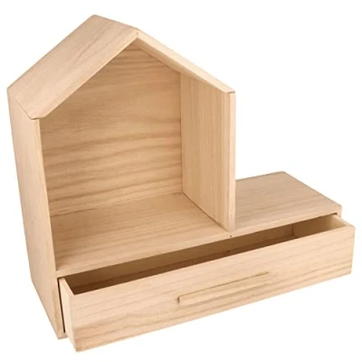 Afbeelding van Artemio Plank huis van hout met lade 32 x 12 28 cm.