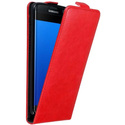 Afbeelding van Cadorabo Hoesje geschikt voor Samsung Galaxy S7 EDGE in APPEL ROOD Beschermhoes Flip Case Cover magnetische sluiting