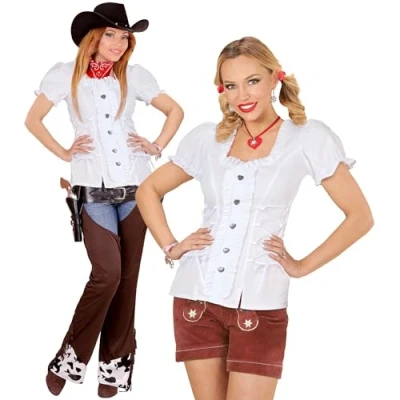 Afbeelding van Widmann Boeren Tirol &amp; Oktoberfest Kostuum Witte Tiroler Blouse Anja Vrouw Wit / Beige Small Carnavalskleding Verkleedkleding