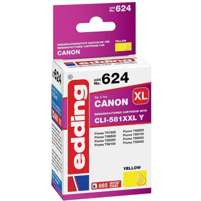 Afbeelding van Edding Inktcartridge vervangt Canon CLI 581Y XXL Compatibel Geel EDD 624 18