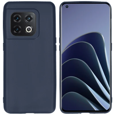 Afbeelding van OnePlus 10 Pro Hoesje Siliconen en TPU (zacht) iMoshion Softcase/Backcover Donkerblauw Telefoonhoesje