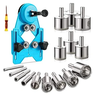 Afbeelding van Boorset Tegelboor 1 7 stks Diamant Boor Set Met Gat Saw Guide Jig Armatuur, Verstelbare Centering Locator Zuighouder Glaskeramiek Tegel Diamantboor