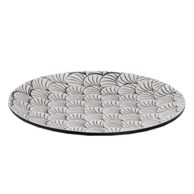 Afbeelding van Dienblad Wit Zwart Polyresin 41 x 4 cm