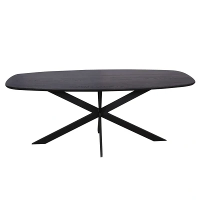 Afbeelding van Starfurn Eiken eettafel Ferris Deens ovaal 200 cm zwart Hout