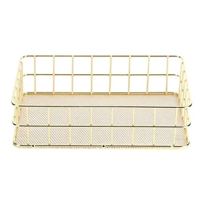 Afbeelding van Wire Mesh Basket, Golden Iron Storage Basket Multifunctionele Desktop Organizer voor thuis(Large)