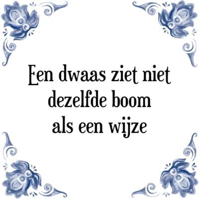 Afbeelding van een dwaas ziet niet dezelfde boom als wijze Tegeltje + Spreuk