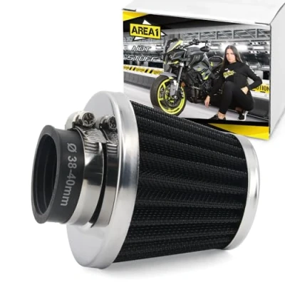 Afbeelding van Area1 Universele Tuning Sport Luchtfilters, aansluiting 37, 38, 39, 40 mm, dubbellaags staal, motor luchtfilter, ATV, quad, scooter