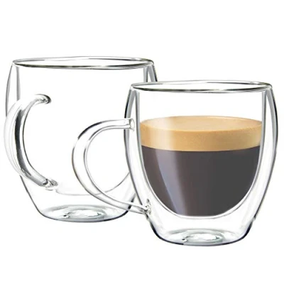Afbeelding van Youngever 2 Stuks 165ML Espressokopjes, Dubbelwandige Glazen Mokken, Koffie Bekers, Espresso Cups (Tall)