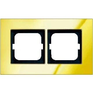 Afbeelding van Abb busch jaeger carat 2 voudig afdekraam glanzend horizontaal verticaal 178x107x11mm ip20 goud 2cka001754a4357