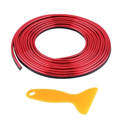 Afbeelding van auto interieur decor lijn, 5m 17ft universele gietstrips dashboard luchtopening stuurwiel lijn interieurdecoratie sticker (rood) Decoraties