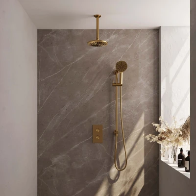 Afbeelding van Brauer Gold Edition Regendoucheset inbouw hoofddouche 20cm plafondarm 2 functies glijstang inclusief inbouwdeel handdouche Rond 3