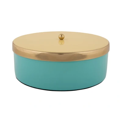 Afbeelding van Present Time Opbergbox Double Funky Large Turquoise blue &amp; soft yellow