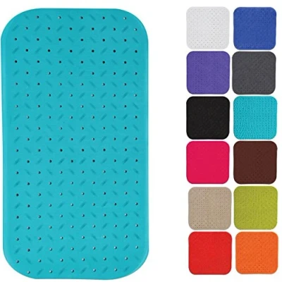Afbeelding van MSV Douche/bad anti slip mat badkamer rubber turquoise 36 x 76 cm Badmatjes