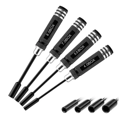 Afbeelding van FLY RC 4 stks 4.0mm 5.5mm 7.0mm 8.0mm Hex Schroevendraaier Set Titanium Hexagon Moersleutel Tool Kit voor Meerassige FPV Racing Drone Quadcopter Helikopter Automodellen