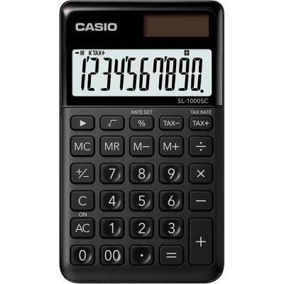 Afbeelding van Casio SL 1000SC BK Zakrekenmachine Zwart Aantal displayposities: 10 werkt op zonne energie, batterijen (b x h d) 71 9 120 mm
