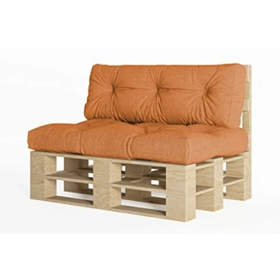 Afbeelding van Chilly Pilley Palletkussen Schuimvlokken Palletmeubels Palletbank Rugleuning Zitkussen Zijkussenset (Set Van 2 Oranje)