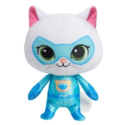 Afbeelding van Just Play Disney Junior SuperKitties klein pluche dier Bitsy, 16,5 cm groot katje, zachte stof, kinderspeelgoed vanaf 2 jaar