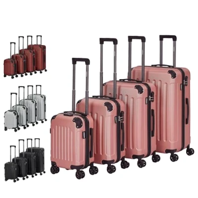 Afbeelding van AREBOS Set van 4 reiskoffers Hard shell koffers S M L XL Rosé Goud