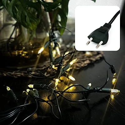 Afbeelding van Hellum Pisello 560275 led lichtsnoer voor binnen, 220 V, op stroom aangedreven, warmwit, 20 verlichte lengte 2,85 m, groene kabel, woonkamer, doe het zelfdecoratie, kerstboomstekker binnen