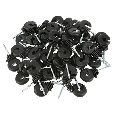 Afbeelding van Schrikdraad Ringisolatoren 9cm 50 Stuks/Set Zwarte Inschroefringisolatoren Accessoires voor Houten Palen
