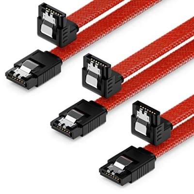 Afbeelding van deleyCON 3x 50cm SATA 3 Kabelset Datakabel 6 Gbit/s Aansluitkabel Verbindingskabel Moederbord HDD SSD Harde Schijf 1 S ATA Stekker 90 Haaks Rood