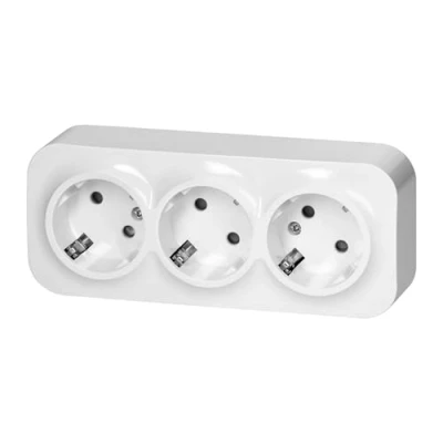 Afbeelding van Opbouw stopcontact 3 voudig, serie RT1 wit
